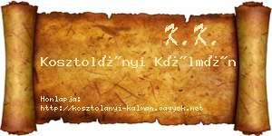 Kosztolányi Kálmán névjegykártya